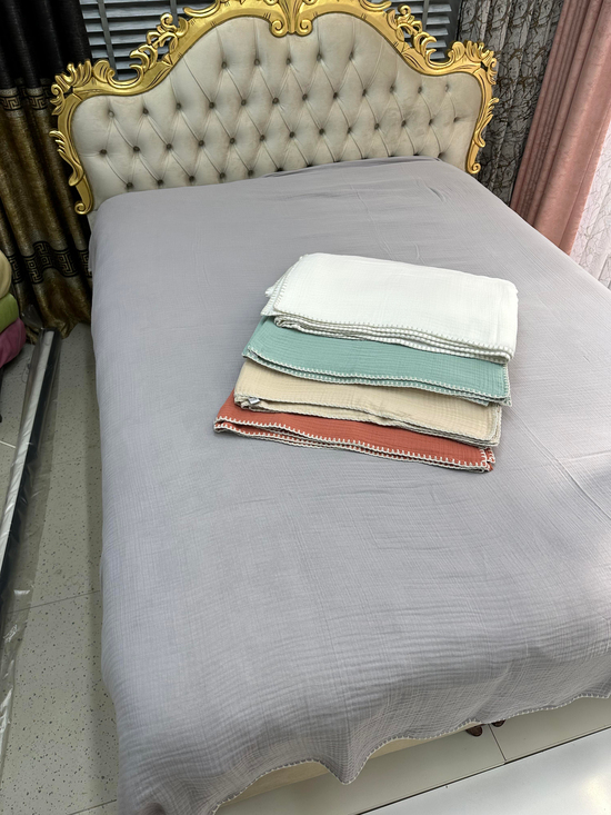 Pure Tığ İşi Çift Kişilik Multi Müslin Hazır Örtü Gri