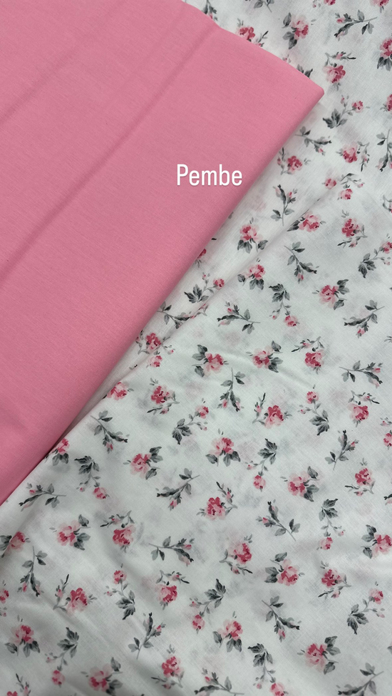 Beyaz Zemin Pembe Çiçek Nd15 Desenli Akfil Kumaş