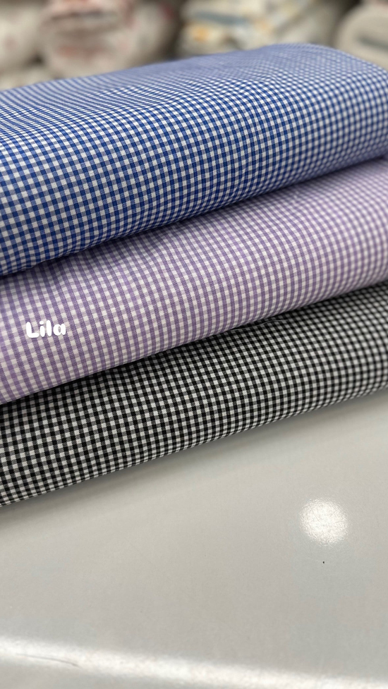 Mini Kareli Poplin Kumaş Lila