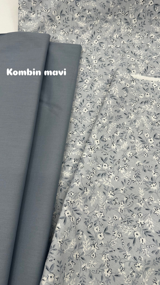 Ada Soft Çiçek Desenli Akfil Kumaş D88500 Mavi