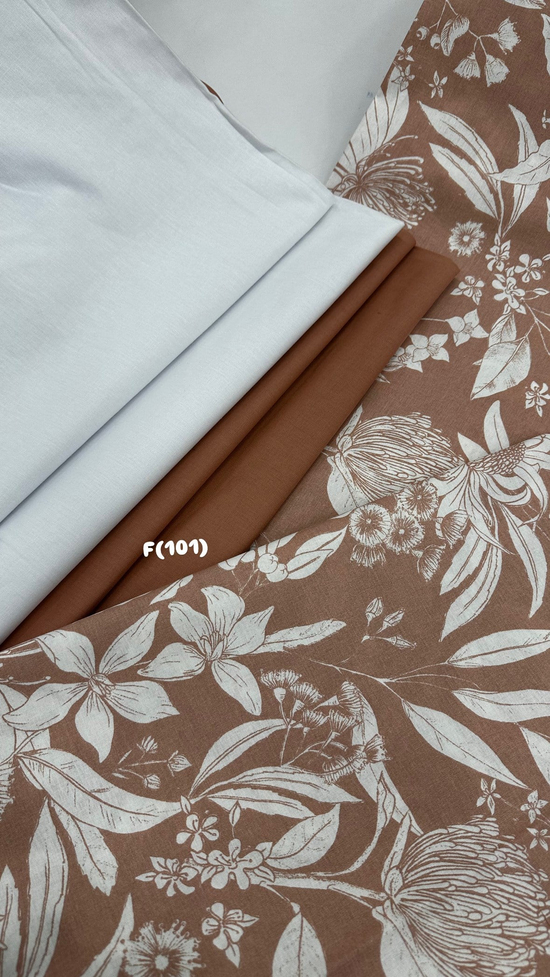 İri Çiçekler Desen Akfil Kumaş D80850 Tarçın Beyaz