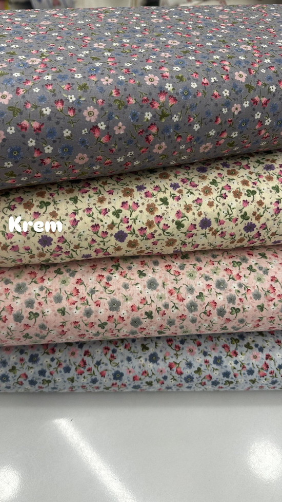 Çıtır Çiçek D103 Desenli Poplin Krem