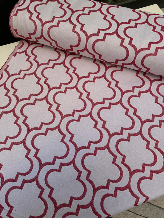 Efes Desen Etu Cotton Keten Kumaş Kırmızı
