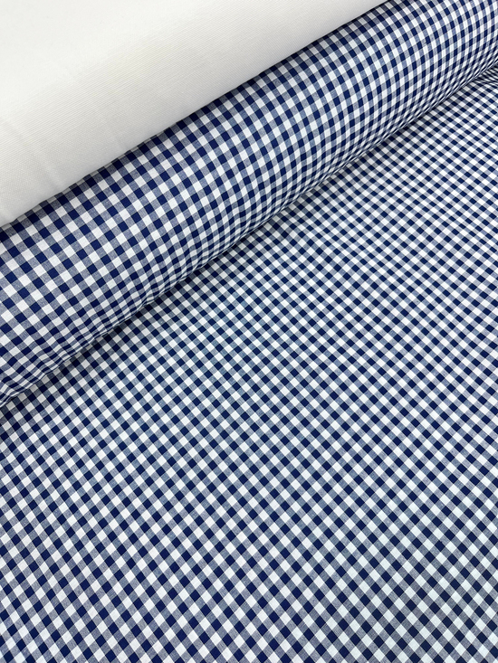 Mini Kareli Zefir Lacivert