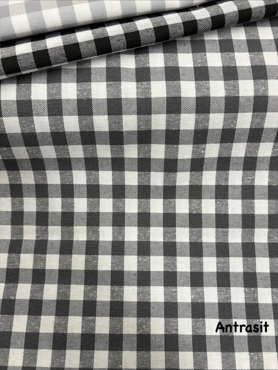 Orta Boy Kareli Etuval Cotton Keten Antrasit