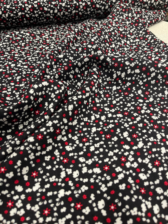 Zemin Çıtır Çiçek Desenli Çift En Viskon D6100 Siyah