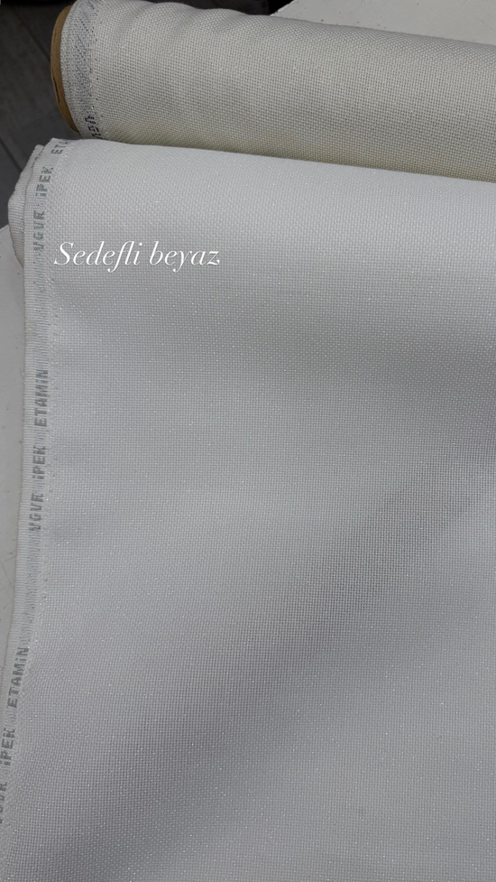 Uğur İpek Etamin 18 Count İşlemelik Kumaş Sedefli Beyaz