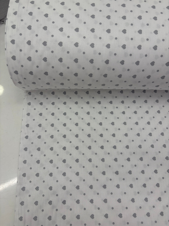 Camelia Kalpler Ve Puanlı Desen Poplin Akfil Kumaş Gri