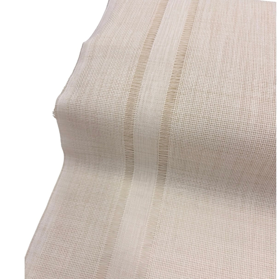 Linen Çift Sıra Ajur Detaylı Runner Kumaş 45 Cm Genişlikli Açık Bej