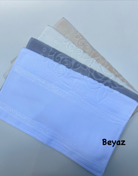 Etamin Boşluklu, Püskülsüz Kadife El Havlusu Beyaz