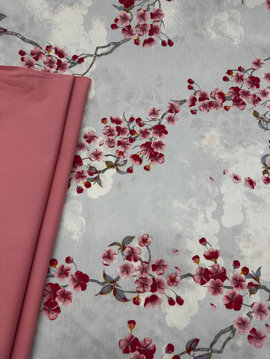 Bahar Dalı Çiçekleri Desenli Akfil Kumaş D88300 Pembe