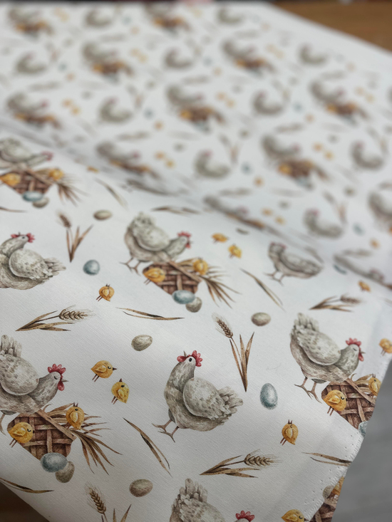 Tavuk Ve Yumurta Desen Duck Bezi Kumaş