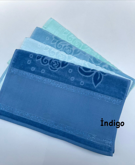 Etamin Boşluklu, Püskülsüz Kadife El Havlusu İndigo
