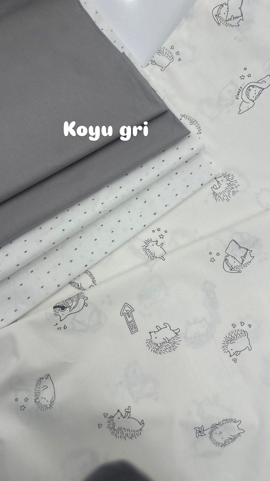 Tilki Desenli Akfil Kumaş D89200 Gri
