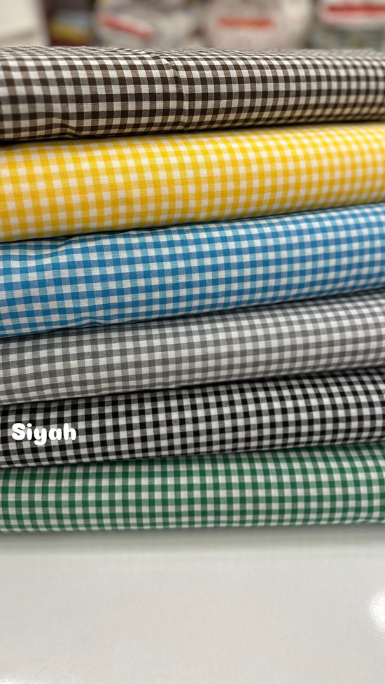 Mini Kareli Desen Poly Poplin Kumaş Siyah
