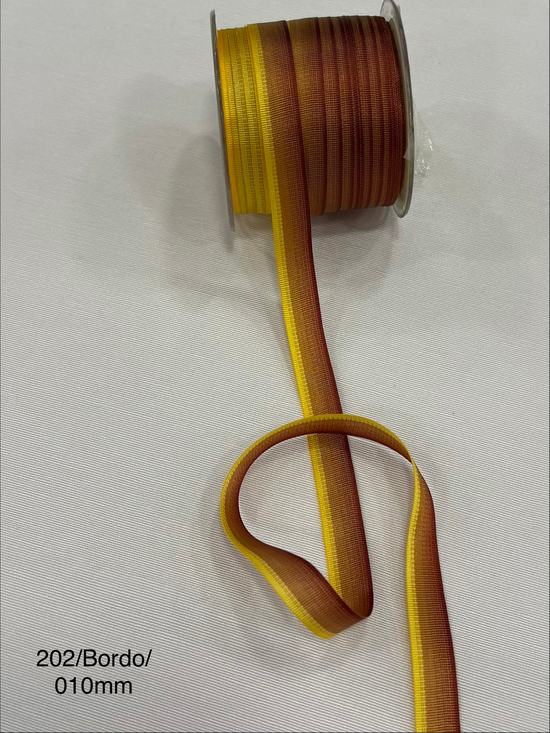 202 No Bordo Batik İpek Kurdele 10 Mm Genişlikli