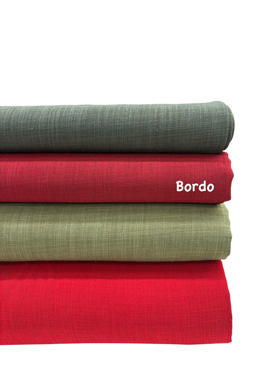 Petunya Keten Kumaş Bordo