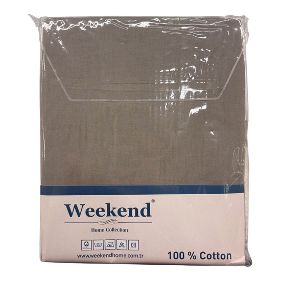 Weekend Çift Kişilik %100 Pamuk Ranforce Lastikli Çarşaf Seti – 160X200 Cm Koyu Taş