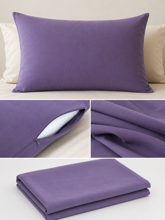 Royal Violet İpek Dokulu Yastık Kılıfı 50x70 cm | Antistatik & Nefes Alabilen Premium Kumaş