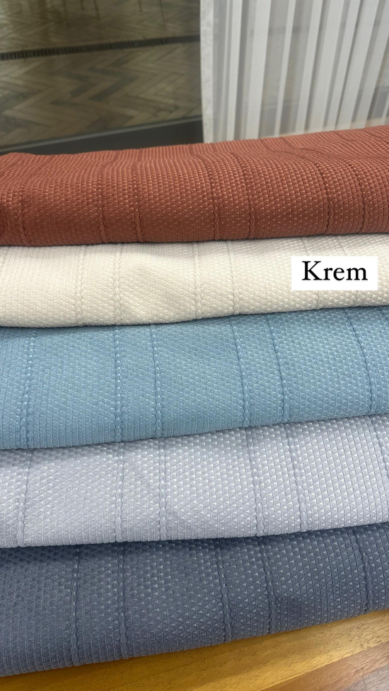 Etuval Melodi Seyrek Çizgili Pike Kumaş Krem