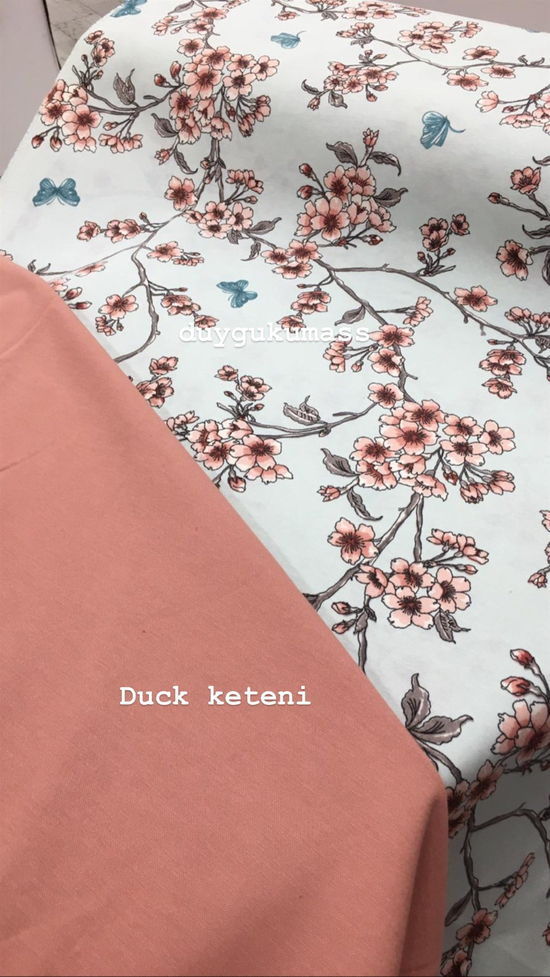 Bahar Dalı Desen Duck Keteni