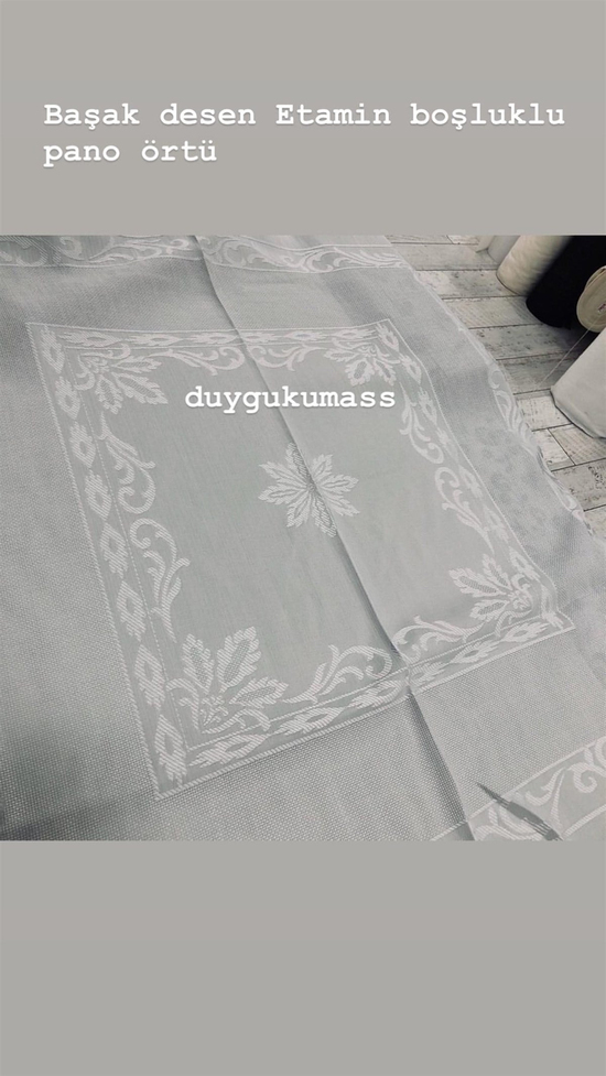 Başak desen etamin boşluklu işlenebilir pano kare örtü