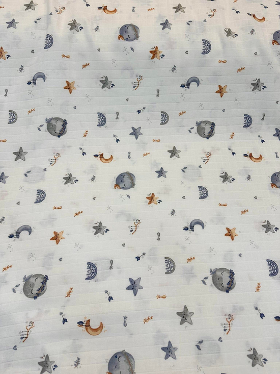 Boho Gökyüzü Desen Müslin D3350 Gri