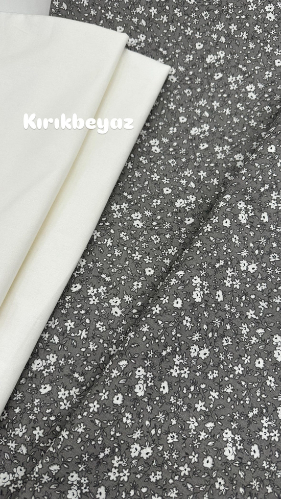 Ada Soft Çiçek Desenli Akfil Kumaş D88500 Antrasit