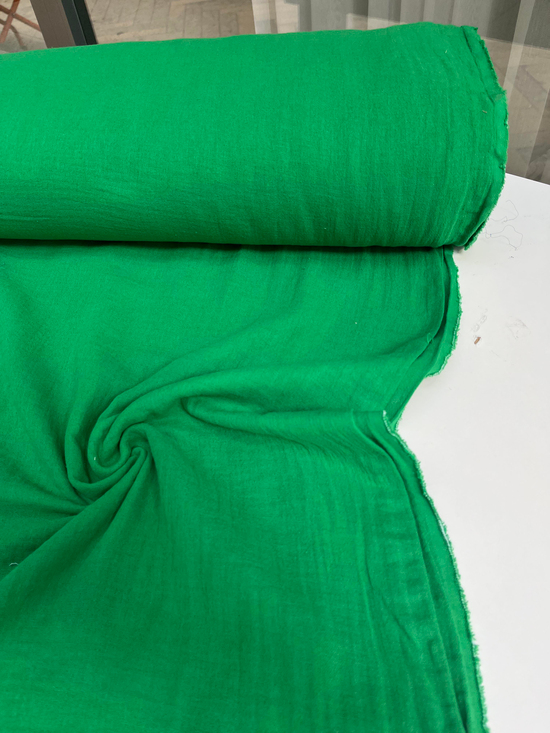Benetton Yeşil Çift Katlı Düz Renk Müslin P