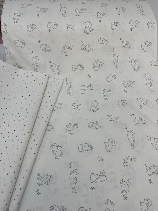 Tavşan Desen Akfil Kumaş D80415 Gri