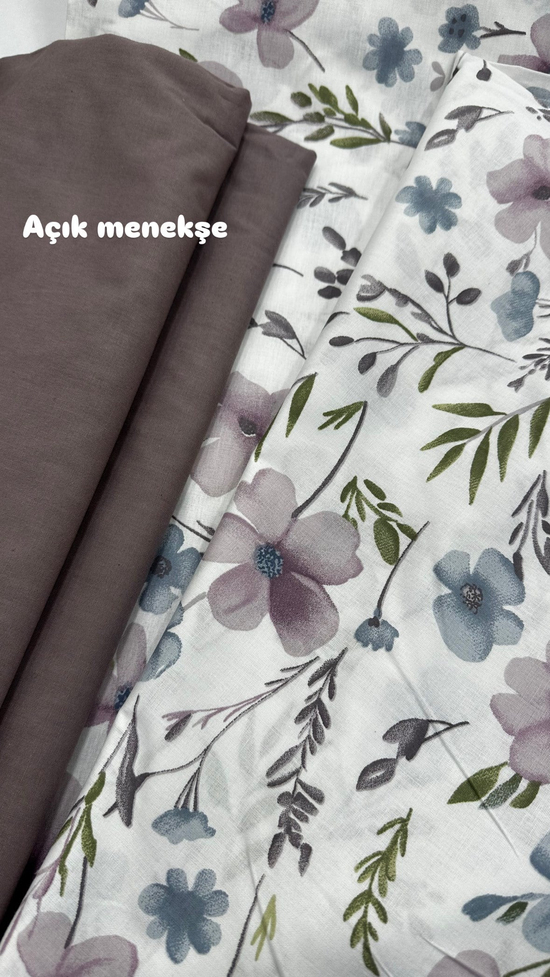 Monet Bahar Çiçek Desenli Akfil Kumaş D88550 Eflatun Mavi