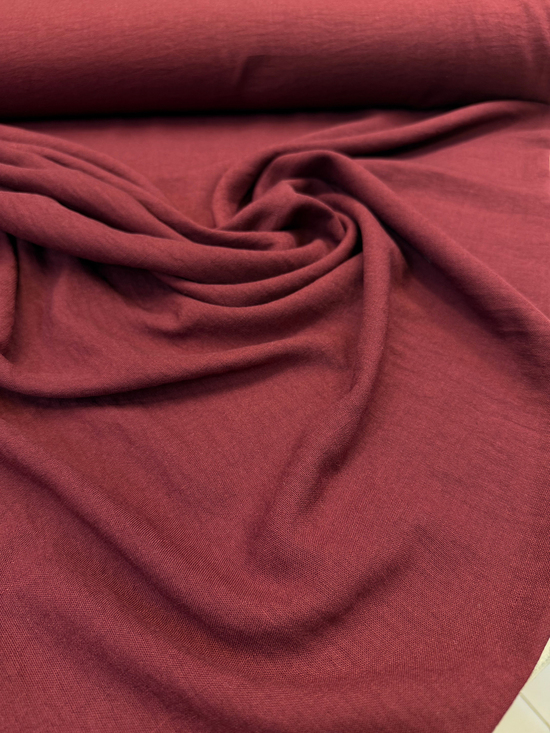 Kırışmaz Keten Kumaş Bordo