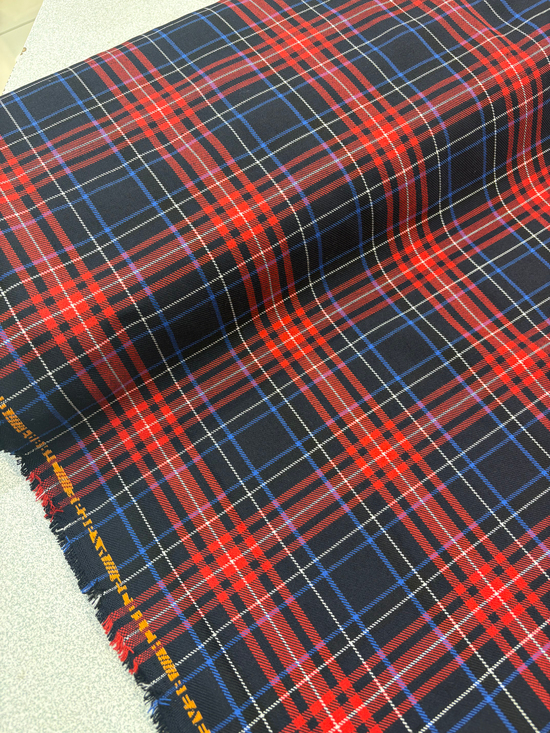 Royal Tartan Ekose Gabardin Kumaş Lacivert Detaylı