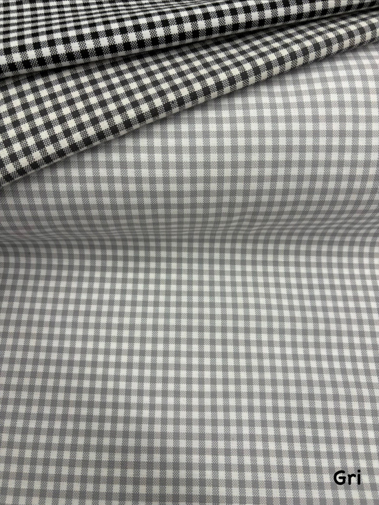 Mini Kareli Etuval Cotton Keten Gri