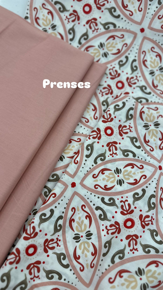 Perge Geometrik Desenli Akfil Kumaş D89160 Kırmızı