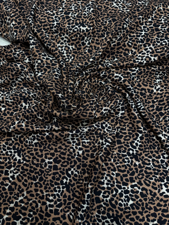 Leopar Desenli Çift En Viskon D90650 Kahverengi