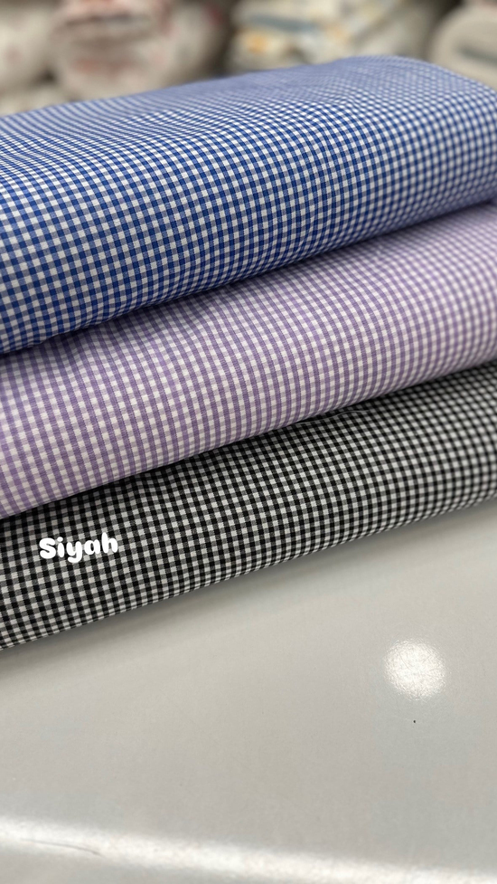 Mini Kareli Poplin Kumaş Siyah