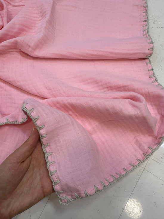 Pure Tığ İşi Çift Kişilik Multi Müslin Hazır Örtü Pembe