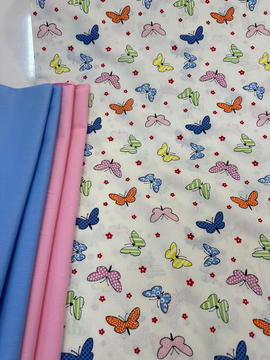 Çok Renkli Kelebekler Desen Akfil Kumaş D80200