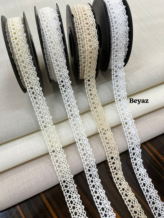 Klasik Desen İnce Pamuk Güpür Beyaz
