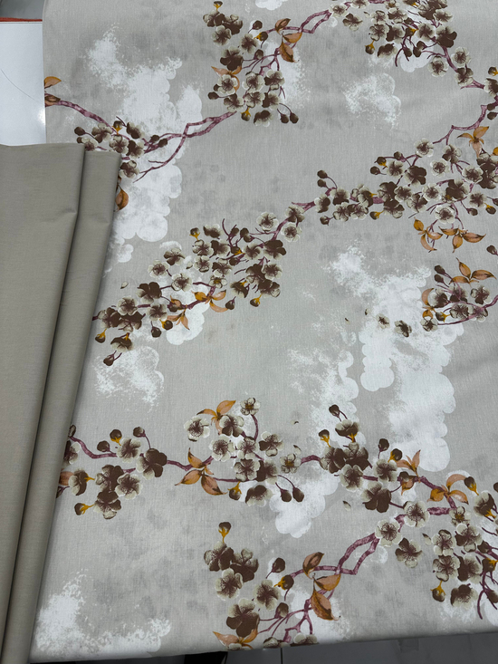 Bahar Dalı Çiçekleri Desenli Akfil Kumaş D88300 Bej