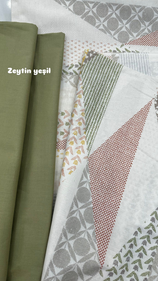 Nordik Patch Desenli Akfil Kumaş D88250 Yeşil