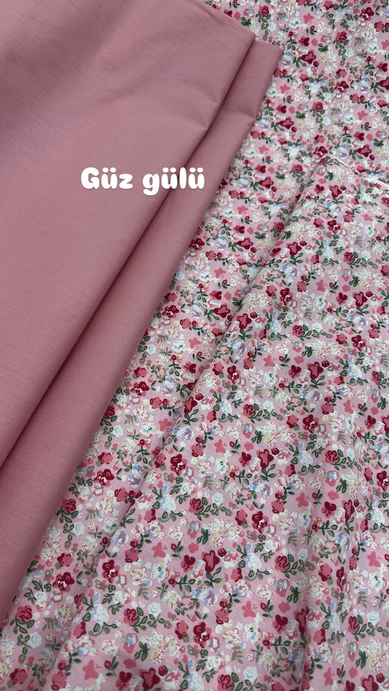 Rosalie Çiçek Desenli Akfil Kumaş D88400 Pembe