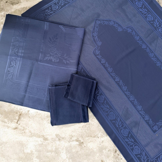 Rose Seccade, Kare Örtü Ve İkili Havlu Set Lacivert