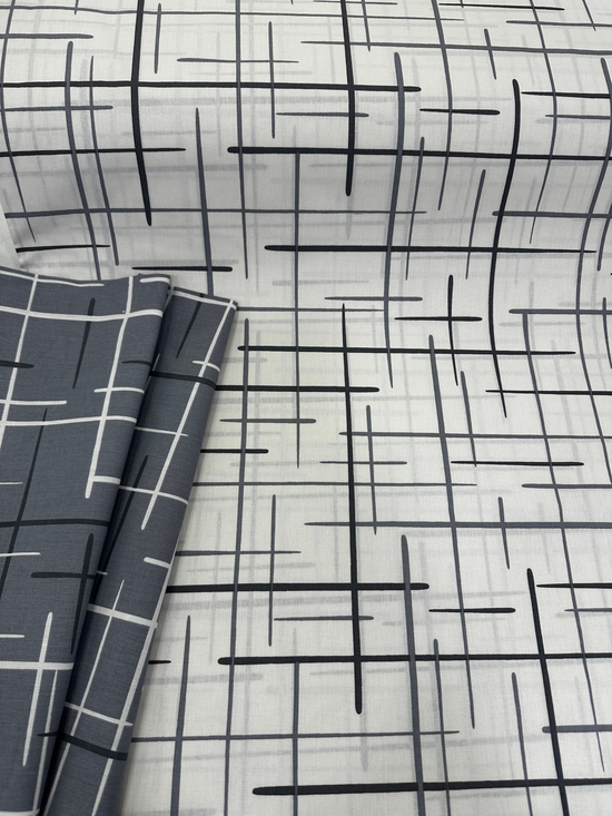 Açık Zemin Geometrik Desen Akfil Kumaş D80554 gri