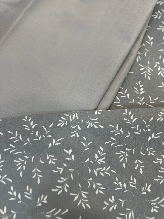 Yaprak Dalı Desen Akfil Kumaş D80390 Gri