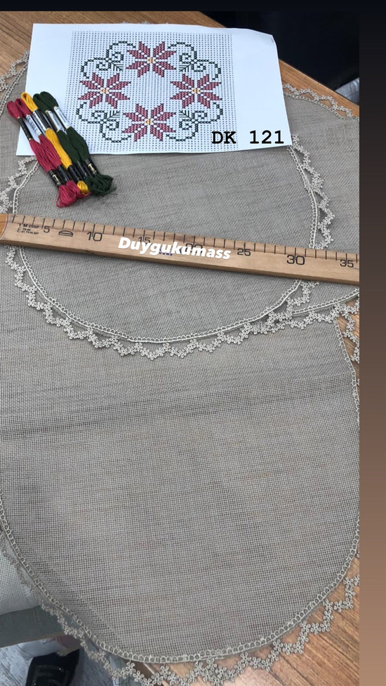 DK 121 nolu Şablon ve İpler Dahil Papatya Desen Güpür Detaylı Oda Takımı