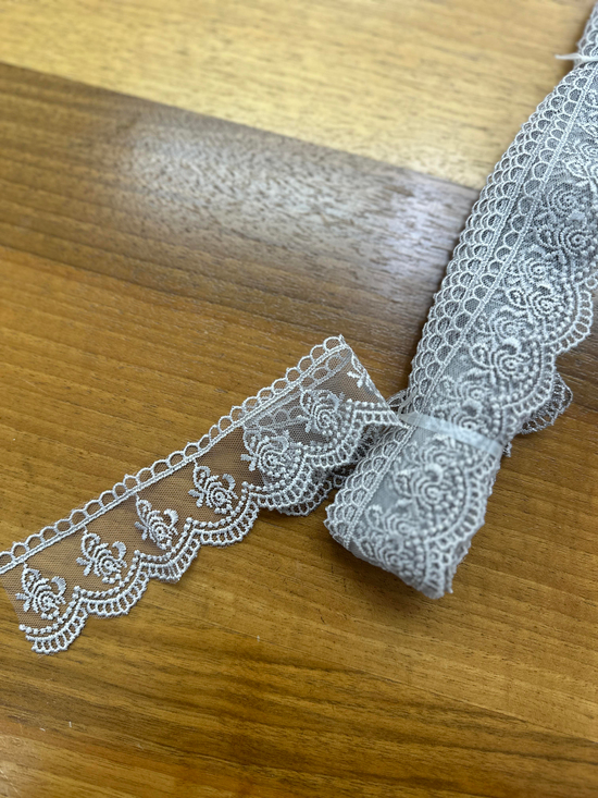 Gül D9000 Desen Güpür (1 Top) Gri