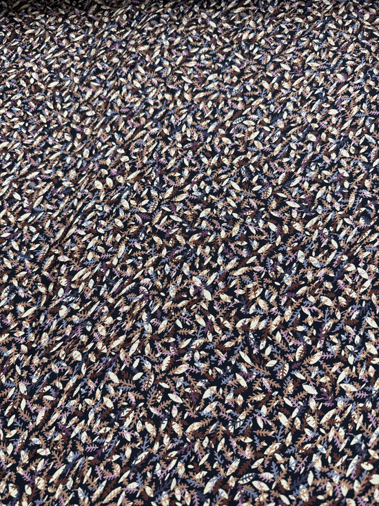 Mini Dal Ve Yaprak Desenli Tek En Viskon Kumaş Tv140 Mürdüm