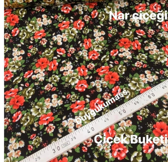 Çiçek Buketi Desen Divitin Pazen Nar Çiçeği